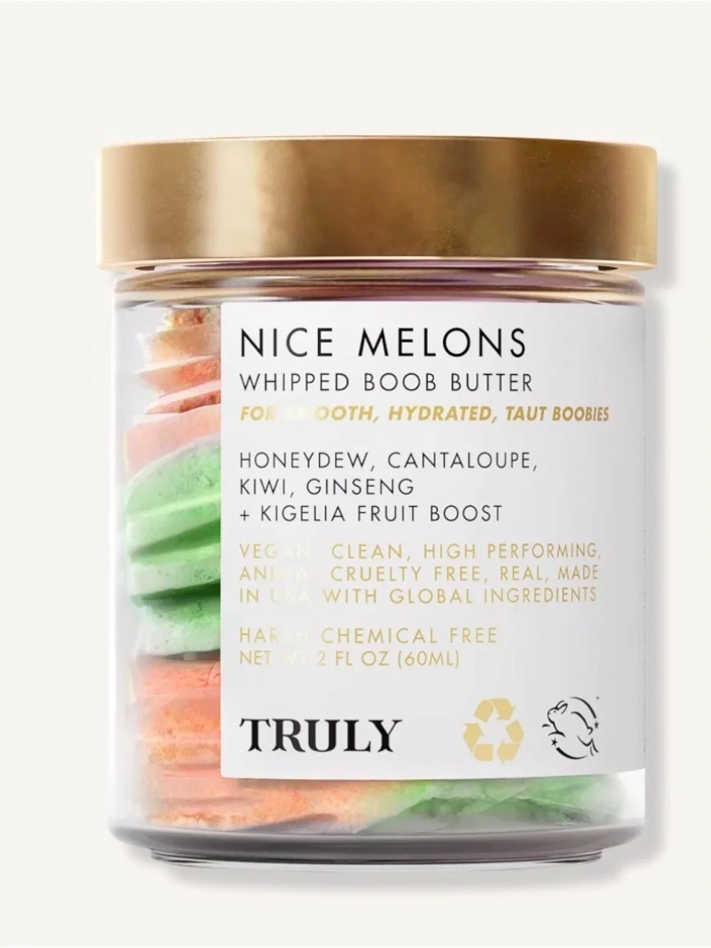 TRULY Nice Melons Whipped Boob Butter - Green & Peach Swirls